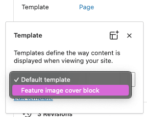 Choosing custom template in wordpress editor